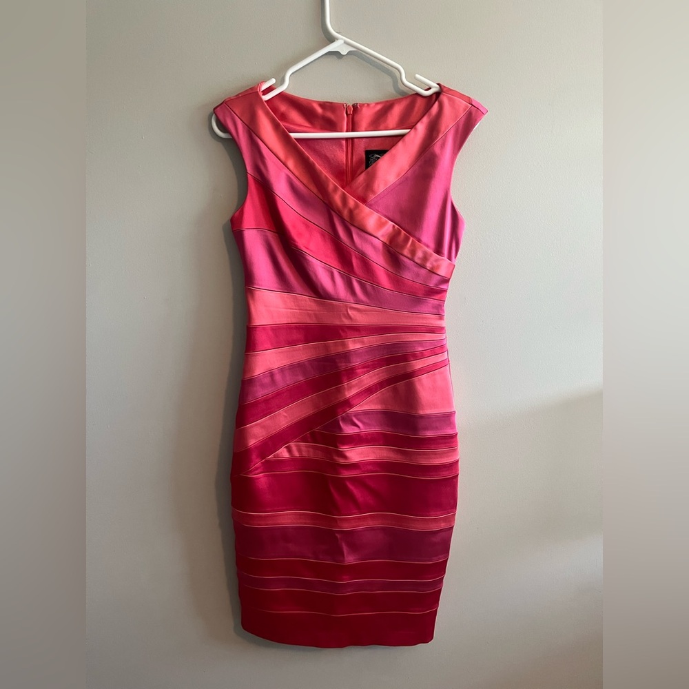Jax Pink Satin knee length sleeveless dress size 4